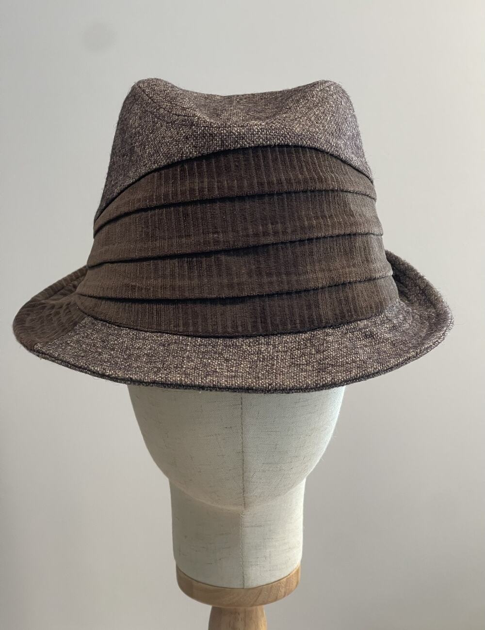 Basiquement Hat Cap Trilby Mens One Size Brown Tweed Lined Casual Fall